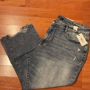 Judy blue cropped distressed high rise medium wash jeans size 24W